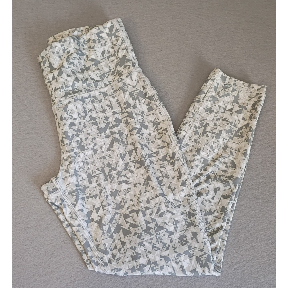 Xersion Size Medium 7/8 Leggings High Rise Quick-Dri Womens Gray White Cropped